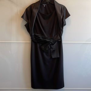 Le Chateau black cocktail dress w/ satin style bolera matching bow on dress